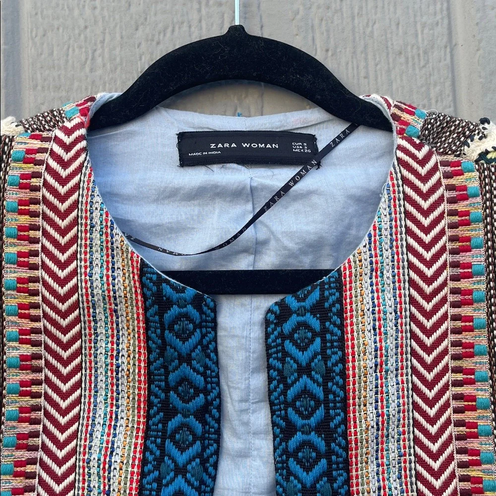 Zara Embroidered Jacquard Coat Jacket Festival - Picture 8 of 16